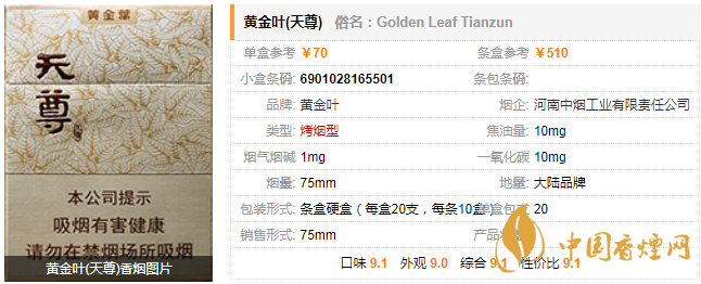 黃金葉天尊香煙多少錢一包 黃金葉(天尊)價格及口感分析