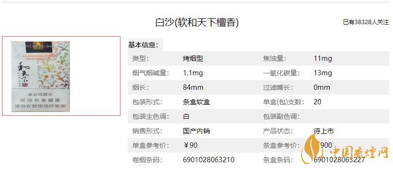 白沙軟和天下檀香價(jià)格 白沙軟和天下檀香多少錢一包